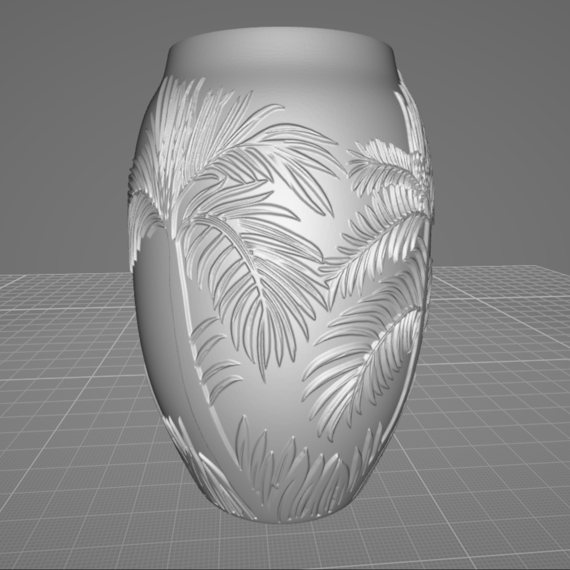 Raw grey STL 3D model of a vase before rendering