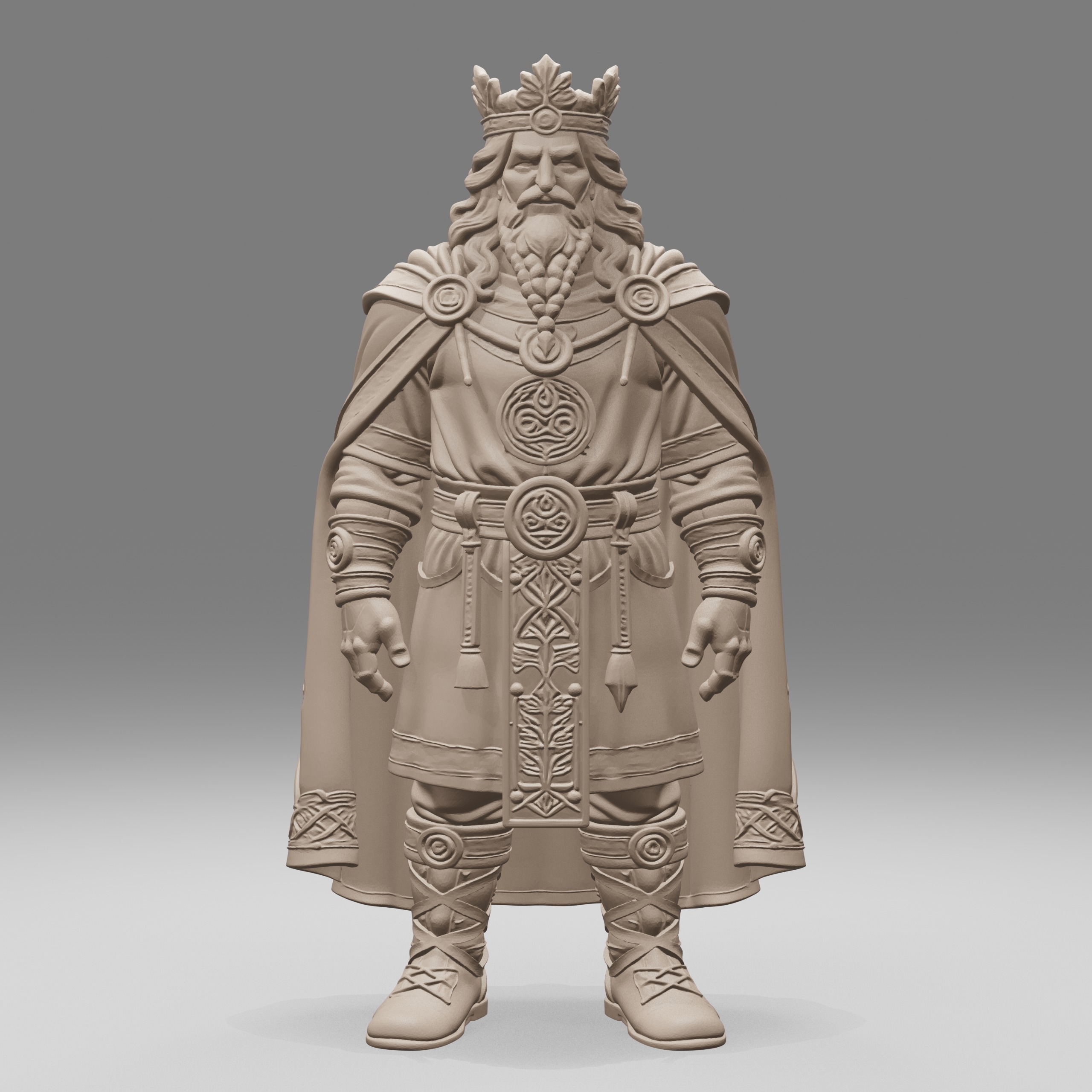 Detailed king figurine STL model rendered as a professional product image